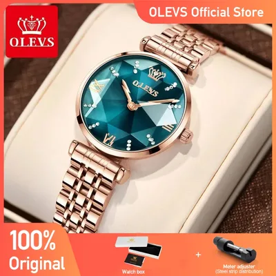 OLEVS 여성용 럭셔리 보석 쿼츠 시계, 방수 스테인레스 스틸 스트랩 시계, 날짜 시계, 다이아몬드 거울, 패션, 신제품