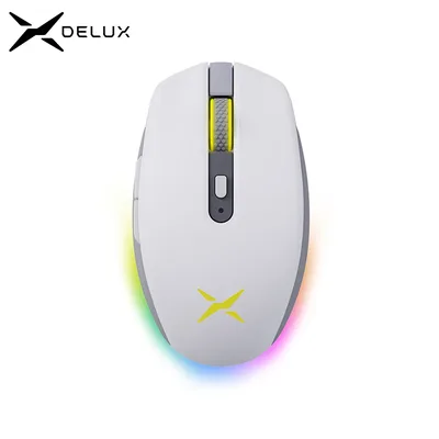 Delux M820DC PAW3335 유선 + 무선 + Bluetooth 게임용 마우스 8천만 클릭 컴퓨터용 16000 DPI RGB 충전식 마우스