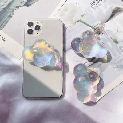 3D 한국 레이저 구름 INS 휴대 전화 홀더 Griptok은 소녀를위한 IPhone Samsung Xiaomi 그립 Tok 접이식 손가락 홀더를 지원합니다