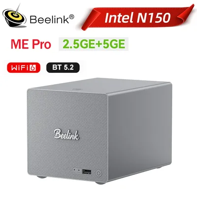 비링크 ME 미니/프로 NAS 홈 스토리지 장치 인텔 트윈 레이크 N95/N150 LPDDR5 4800MHz NVME SSD 2.5랜 미니 PC 컴퓨터 VS 미니 S13