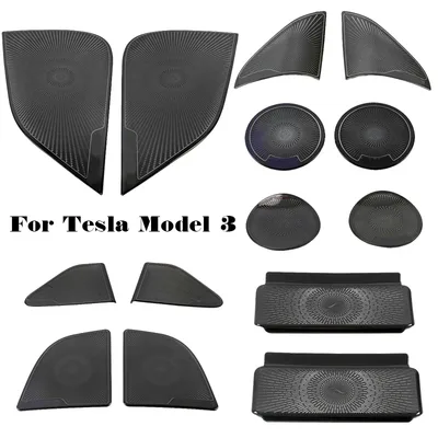 Tesla Model 3 2019 2020 액세서리 프론트 컬럼 루프 혼 후드 Model3 스피커 커버 모델 자동차 용 장식 스팽글