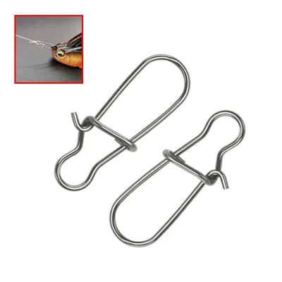 50Pcs 낚시 회전 커넥터 후크 라인 클립 잠금 Carabiners 스테인레스 스틸 패스너 스냅 도구