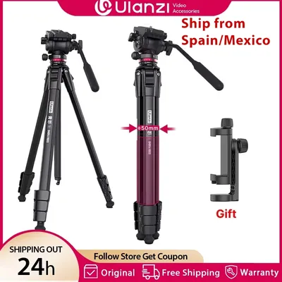 Ulanzi OMBRA DSLR 카메라용 1.6M 비디오 여행 삼각대 360 ° 파노라마 유체 드래그 팬 최대 하중 6kg Arca 스위스 플레이트