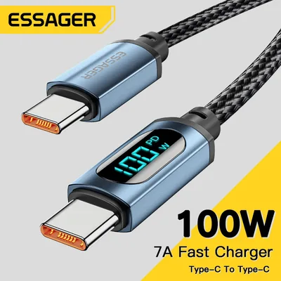 Essager PD 100W USB 유형 C 케이블-USB C 7A OPPO Realme 용 고속 충전 충전기 와이어 코드 Huawei Poco Samsung 디스플레이 케이블