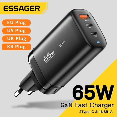 Essager 65W GaN USB 유형 C 충전기 노트북 PPS 45W 25W 삼성 Xiaomi Realme 모바일 iPhone15 14 13 Pro 전화 용 고속 충전