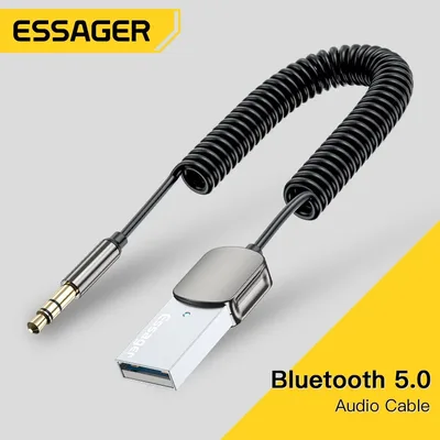 Essager 블루투스 오디오 리시버 동글, USB 3.5mm 잭, 자동차 Aux 5.0 핸즈프리 키트, BT 전송