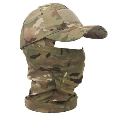 전술 Balaclava 야구 모자 전체 얼굴 마스크 세트 남자 여름 Snapback 태양 야외 사냥 위장