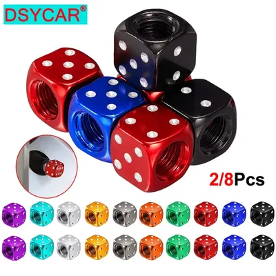 DSYCAR 2/8Pcs 알루미늄 타이어 밸브 캡 주사위 휠 줄기 공기 먼지 커버 자동차 트럭 Motocycle 자전거