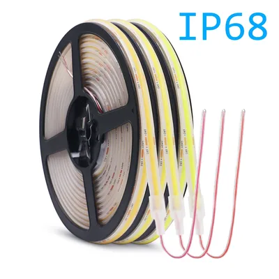 12V 24V COB LED 스트립 빛 IP68 IP67 방수 유연한 램프 320LED 5m 10m 15m 0.5m 1m 고밀도 밝은 라이너 조명