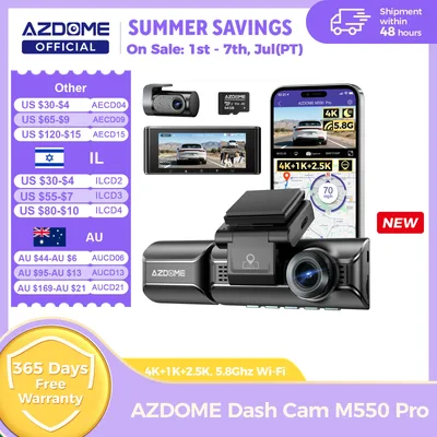 업그레이드 AZDOME M550 프로 대시캠 4K 전방 자동차 5.8GHz 와이파이 GPS G-센서 차량용 DVR 6 IR 야간 시야 주차 모니터