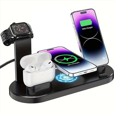 아이폰 17 16 15 14 13 12 애플워치 에어팟 프로 iWatch 8 7 6용 7 in 1 무선 충전 스탠드 패드 고속 충전 도크 스테이션