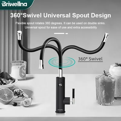 Briwellna 전기 수도꼭지 범용 스파우트 온수기 220V 난방 탭 인스턴트 온수기 스테인레스 스틸 수도꼭지 간헐천