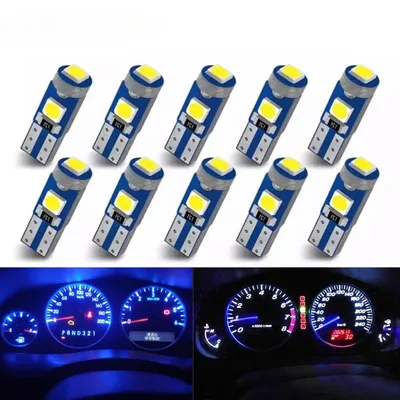 10Pcs T5 Led 전구 W3W W1.2W Canbus 자동차 인테리어 조명 대시 보드 다채로운 표시기 웨지 자동 악기 램프 12V