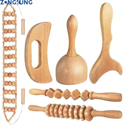나무 치료 마사지 도구, 나무 림프 배수 마사지 도구 세트, 바디 조각, 안티 셀룰라이트 마데로테라피아 키트