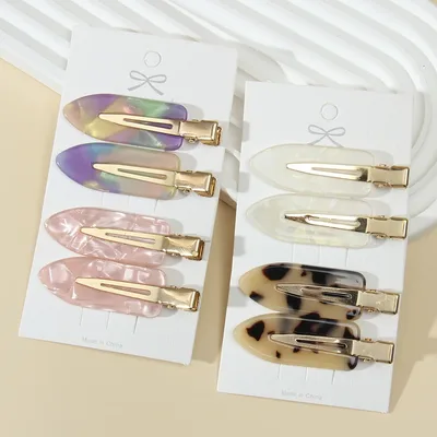8Pcs 여자 레오파드 원활한 헤어 클립 세트 여자 아세테이트 시트 벤드 없음 앞머리 클립 Duckbill 클립 헤어핀 메이크업 헤어 스타일링 도구