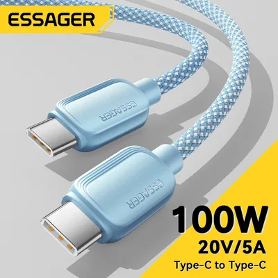 Essager USB C-유형 C 케이블 5A PD 100W Macbook Pro 용 고속 충전 충전기 데이터 코드 Samsung Xiaomi Huawei 충전 케이블 3M