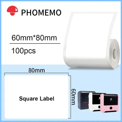 Phomemo 60/70mmx40/80mm 흰색 직사각형 열 스티커 용지 DIY 라벨 스티커 Phomemo M110 M120 M220 M221 M200 프린터