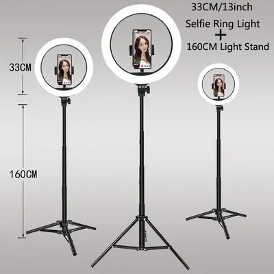 26 33CM 비디오 조명 디밍이 가능한 라이트 Selfie LED 링 USB 램프 (삼각대 스탠드 포함) Youtube Ringlight 만들기