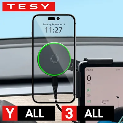 차량용 휴대폰 거치대 15W 마그네틱 무선 충전기 MagSafe 호환 테슬라 모델 Y 주니퍼 2026 25 3 하이랜드