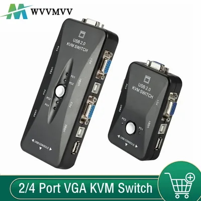 2/4 포트 VGA KVM 스위치 1080P USB 2.0 분배기 마우스 키보드 프린터 Pendrive 공유 스위처 박스 4 In 1 Out