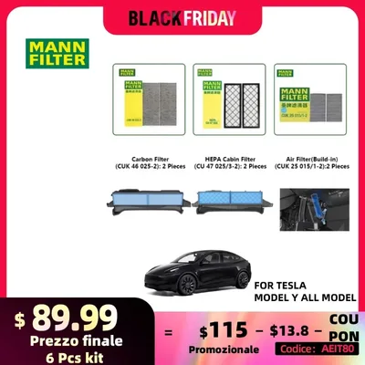 Tesla Model Y 모델 3 EV HEPA 카본 캐빈 필터 키트 MANN FILTER CUK25015/21-2 CUK46025/1-2 CU47025/3-2 내장 에어