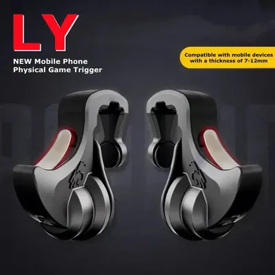 LY 2Pcs 휴대 전화 4 손가락 물리학 게임 트리거 PUBG 목표 슈팅 L1R1 IOS 안드로이드 7-12mm 장치에 대 한 ABS 합금 키 버튼