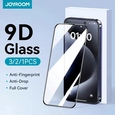 Joyroom 아이폰용 HD 유리 화면 보호대, 풀 스크린 강화 보호, 아이폰 16, 15, 14, 13, 12, 11 프로 맥스, 1 개, 2 3 개