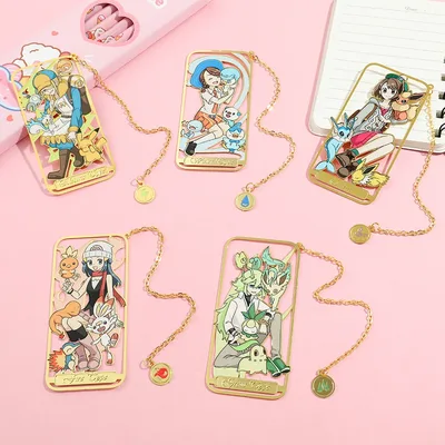5Pcs 애니메이션 포켓몬 도서 마크 애니메이션 소녀 팬 컬렉션 금속 북마크 책 애호가를위한 선물 여성 액세서리 독서 마커