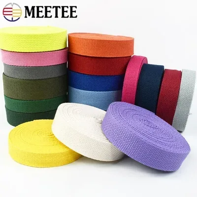10미터 20/25/32/38/50mm 면 웨빙 1.16mm 두께 캔버스 가방 스트랩 백팩 밴드 의류 리본 테이프 DIY 재봉 액세서리
