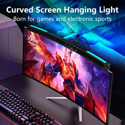 LED 책상 램프 USB 스크린 매달려 빛 곡선 스크린 모니터 라이트 바 RGB 배경 분위기 조명 게임 룸 장식