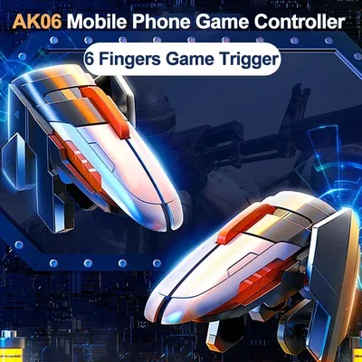AK06 여섯 손가락 휴대 전화 게임 트리거 조이스틱 게임 패드 IOS 안드로이드 PUBG 게임 컨트롤러 용 L1 R1 키 버튼 촬영
