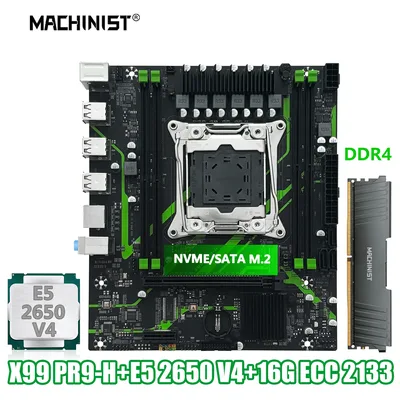 MACHINIST X99 PR9-H 마더보드 옵션 키트(LGA2011-3 Xeon E5 2650 V4 CPU DDR4 16GB(1*16GB) 2133MHz RAM 메모리 NVME M.2 포함)