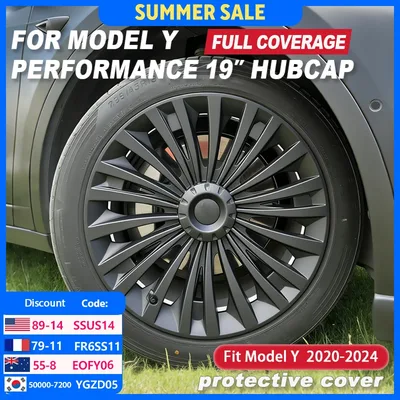 4PCS 휠 캡 19 인치 허브 캡 성능 자동차 교체 HubCap 테슬라 모델 Y 2020-2024 액세서리 용 전체 림 커버