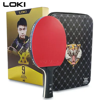 LOKI 9 스타 탁구 라켓 전문 5+2 탄소 패들 6/7/8/9 끈적한 고무가 있는 매우 공격적인