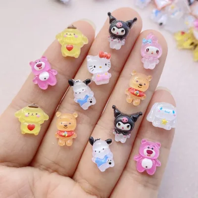 50 개 Hars 미니 만화 동물 고양이, 강아지, 토끼 Steentjes Beeldjes 네일 아트 Haarspeld Diy Plakboek Accessoires Ambachten