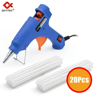 JCD 20W 핫멜트 글루건 DIY 미니 가정용 산업용 열 온도 조절 전기 수리 도구 (7mm 글루 스틱 20개 포함)
