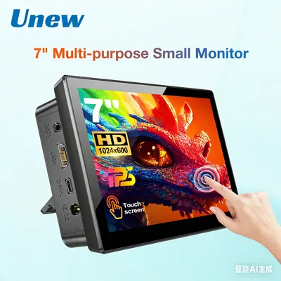 Unew 7 "라즈베리 파이 5 4 3 터치 스크린 모니터 Raspi 드라이브 용 1024x600 HDMI USB 스피커 팬 무료 Orange Pi에 적응