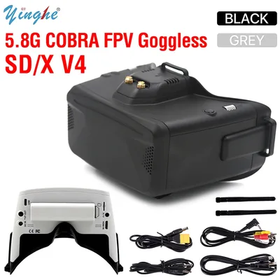 SKYZONE 코브라 SD X V4 FPV 비디오 고글, 800x480 4.3 인치 1280x720 4.1 5.8G 48CH 리시버 헤드 트래커 DVR, FPV용