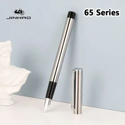 Jinhao 65 만년필 고급 펜 우아한 서예 쓰기 잉크 블랙 실버 색상 편지지 비즈니스 학교 용품