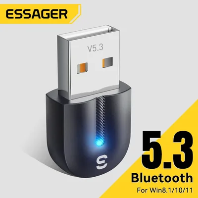 Essager USB Bluetooth 5.3 어댑터 Aux 오디오 수신기 송신기 PC 스피커 노트북 사운드 박스 무선 마우스