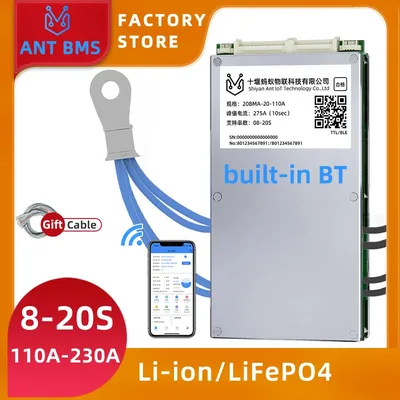 ANT 스마트 밸런스 BMS 8S-20S 내장형 블루투스 8S 24S 72V 48V 16S 100A 150A 200A 250A 300A NCM LiFePO4 LTO 배터리
