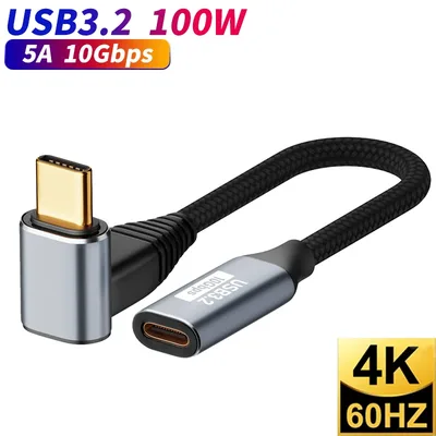 USB C 3.1 연장 케이블 유형 PD100W 삼성 MacBook Pro 4k 60Hz 비디오 용 여성 코드에 고속 충전 남성