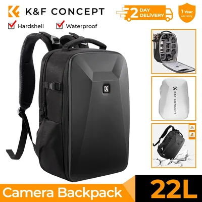K&F CONCEPT 22L 카메라 가방 대용량 여행 사진 배낭 방수 남성용 DSLR/SLR 레인 커버