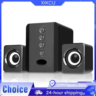 XIKCU 유니버설 풀레인지 3D PC 스피커 박스 사운드 바 스테레오 서브우퍼 베이스 DJ 음악 컴퓨터 USB (노트북, 휴대폰, TV용)