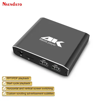 4K H.265 광고용 HD 미디어 플레이어 미니 1080P 풀 MP4 비디오 멀티미디어 HDD (마이크로 SD TF 카드, USB 디스크, 펜 드라이브 지원)