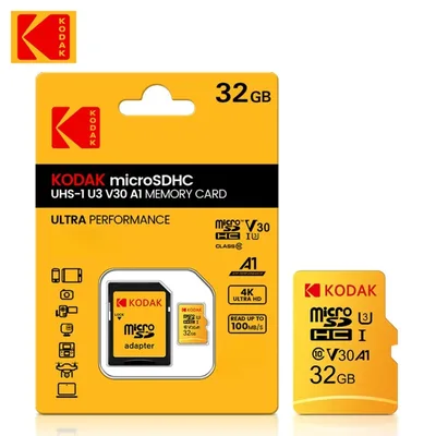 Kodak 32GB-256GB 마이크로 SD 메모리 카드 - 고속 ​ 스마트폰, 디지털 카메라, 태블릿 및 드론용 클래스 10 U3 UHS-I Chri