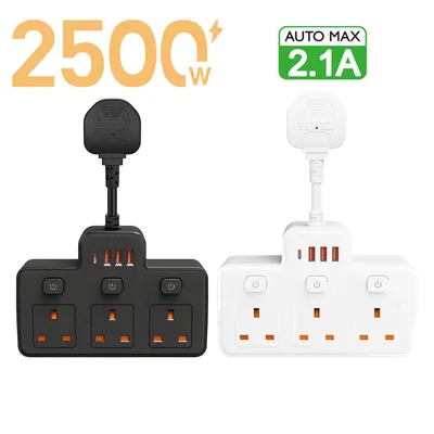 영국 AC 플러그 전원 스트립 벽걸이형 독립 스위치 USB C 충전 네트워크 필터가 있는 멀티탭 필터 적응