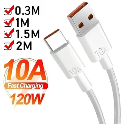 안드로이드 120W 10A USB to 타입 C 케이블 초고속 충전 화웨이 P40 아너 데이터 샤오미 레드미용 0.3/1M/1.5M/2M
