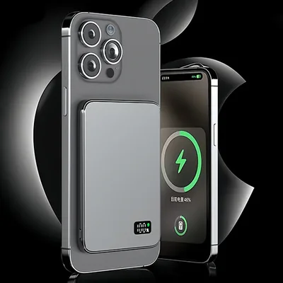 MagSafe용 초박형 보조베터리, 자기 무선 고속 충전 LED 디스플레이 iPhone용 휴대용 배터리 Samsung Phone Airpods