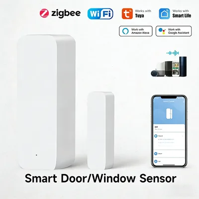 WiFi Zigbee3.0 2MQTT 스마트 도어 윈도우 센서, Tuya 보안 경보 감지기, 열림/닫힘 모니터는 Alexa Smart Life와 호환됩니다.
